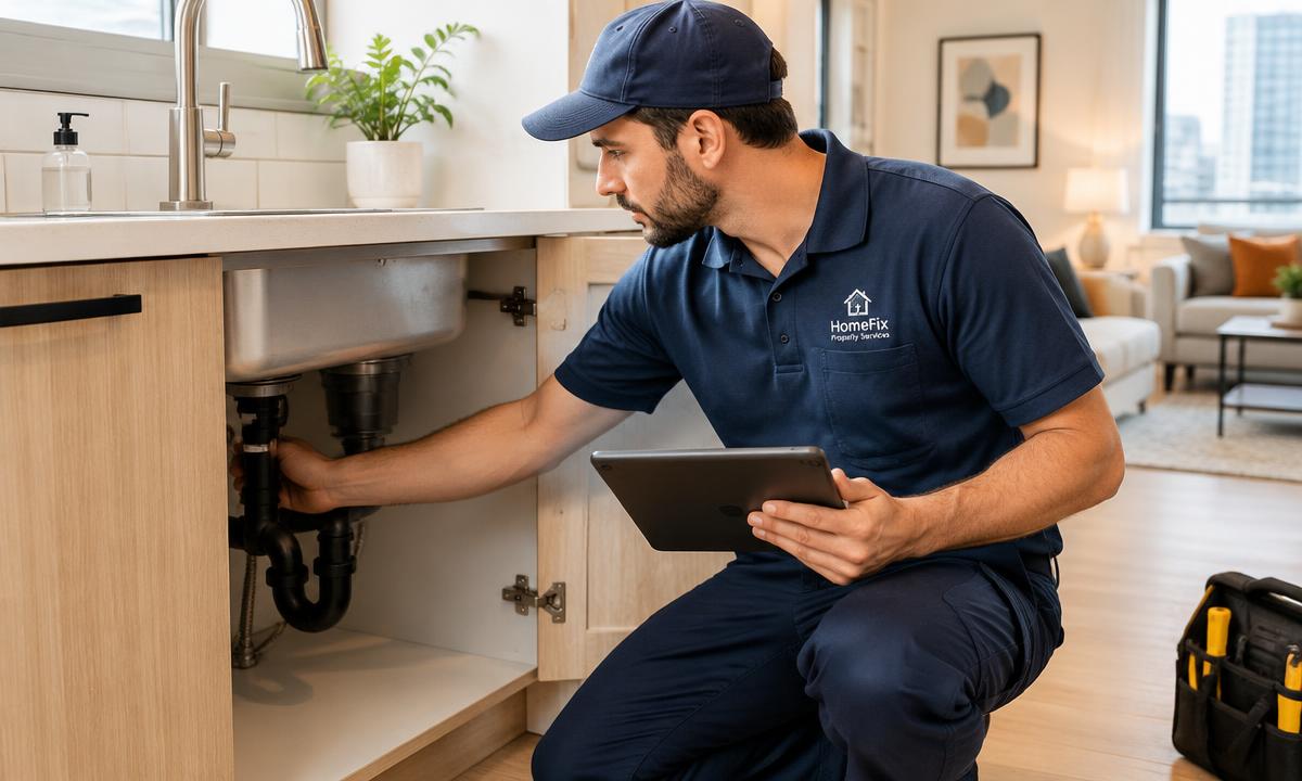 Service professional completing a repair